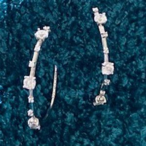 Diamonique 1" prong set silver earrings